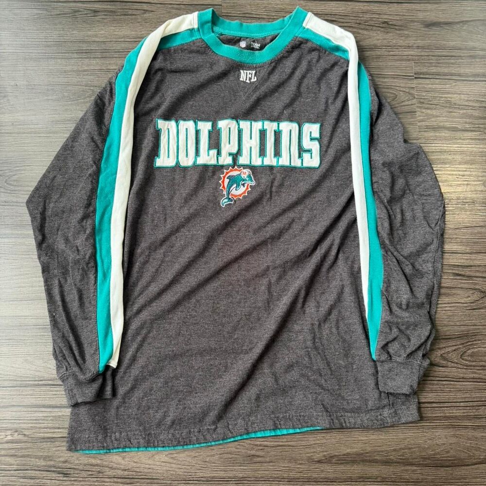 NFL Miami Dolphins Embroidered long sleeve shirt Size Large Football